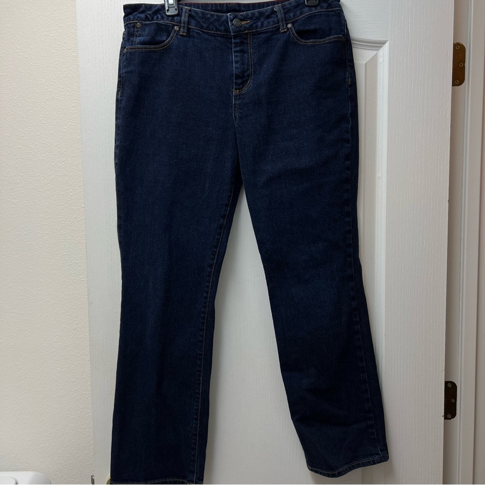 Talbots Heritage Straight Dark Wash Slight Stretch Jeans Sz 14